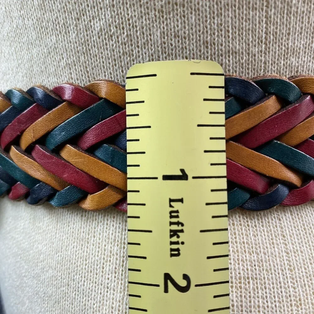 Brighton Vintage Rainbow Braided Leather Belt Small Colorful Western Boho 44801